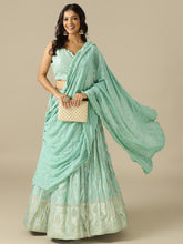 Ice Blue Chikankari Lehenga Choli with Matching Dupatta - House of Surya